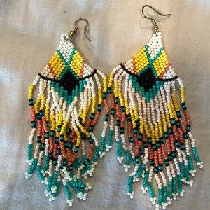 Beaded Tassel Drop Earrings